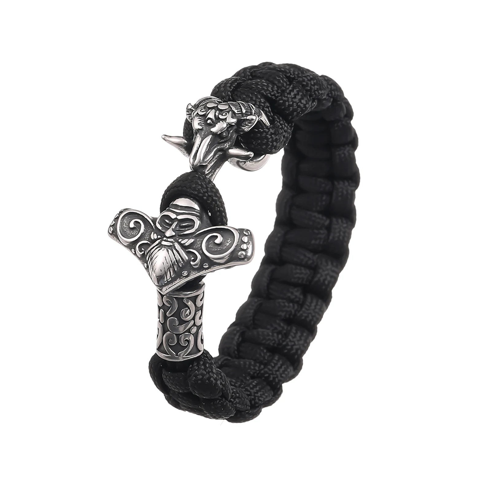 Viking Souvenir Handmade Paracord Wristband Unisex Viking Bracelet Stainless Steel Norse Thor Hammer Bracelet VIking Jewelry