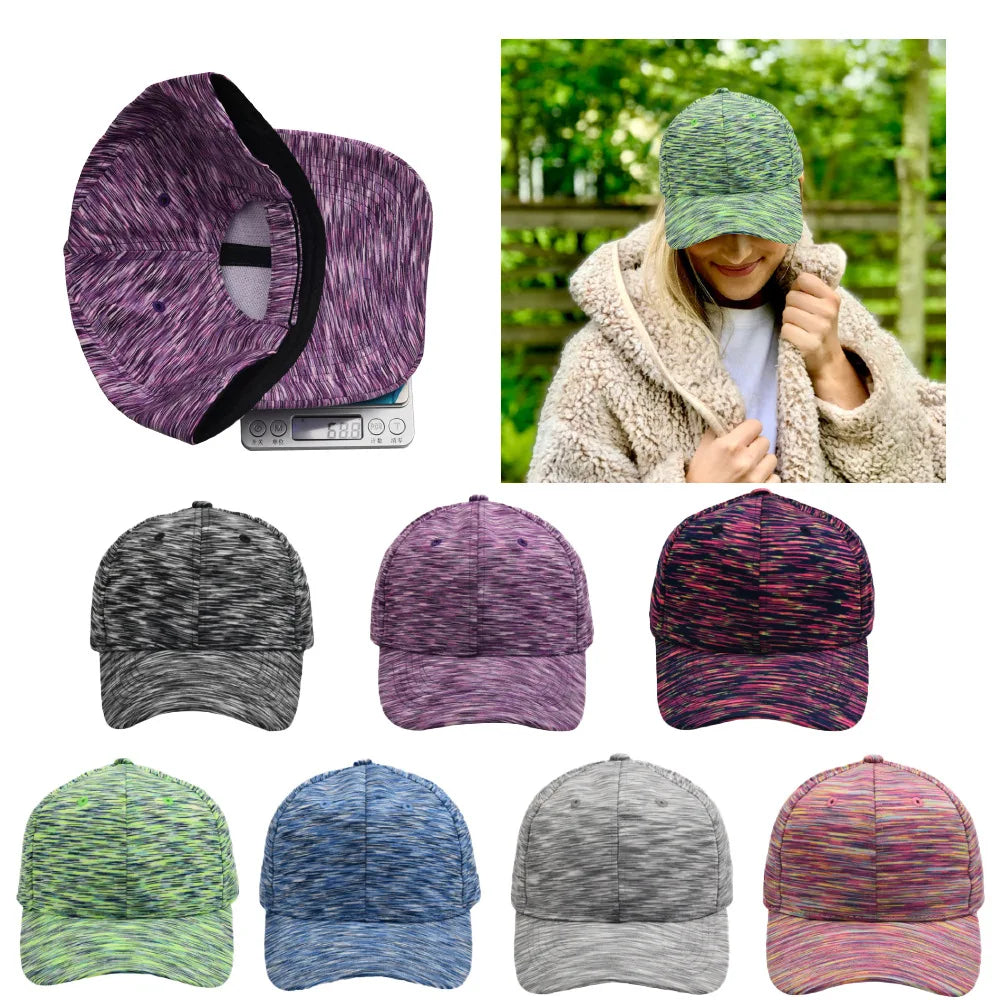 Custom logo Space Dye Casual Nylon Spandex Trendy Outdoor Sports Stripe Printed Stretchable Baseball Cap for Men Women