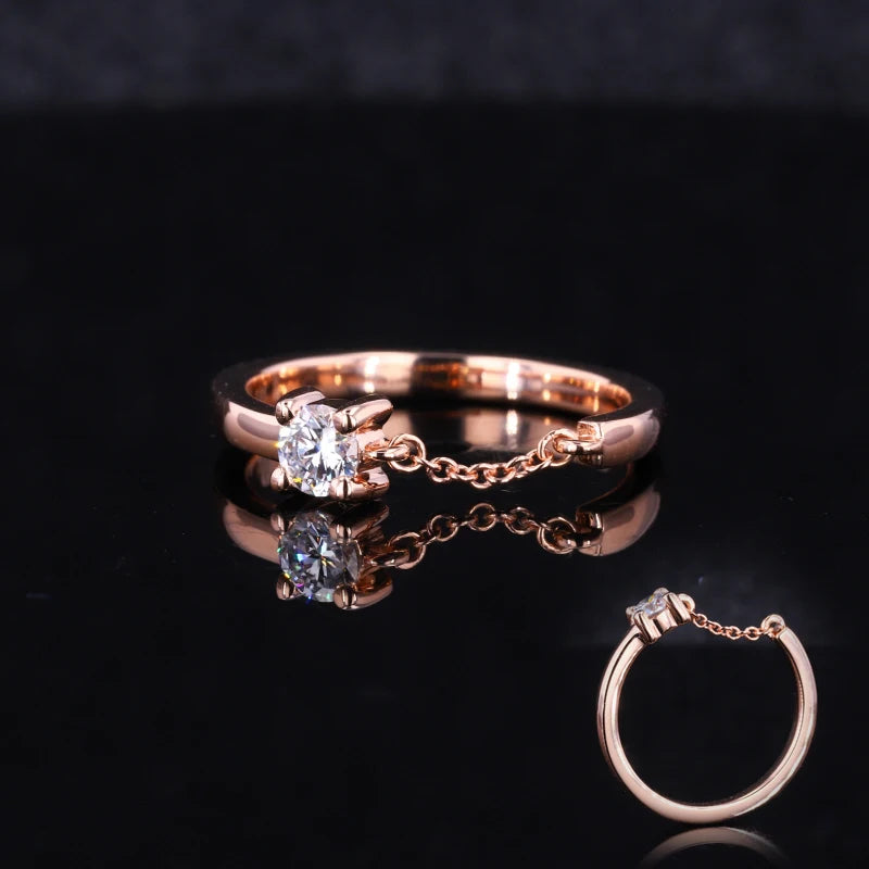 Starsgem Lab Diamond Round Brilliant Cut Wedding Women Ring 14k Rose Gold Purity Rings
