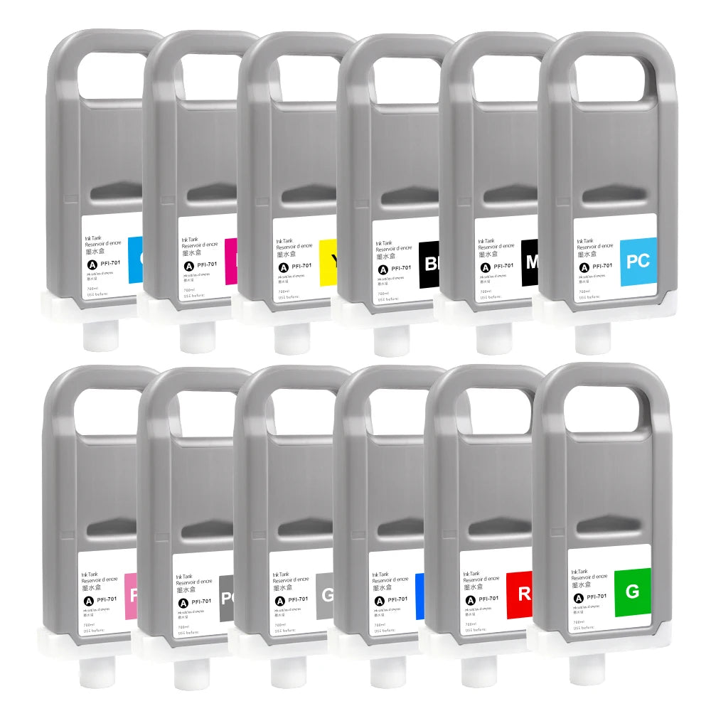 Ocbestjet 700ml 12 Colors PFI-1700 PFI1700 Compatible Ink Cartridge with Pigment Ink for Canon Pro 2000/4000/4000s/6000s Printer