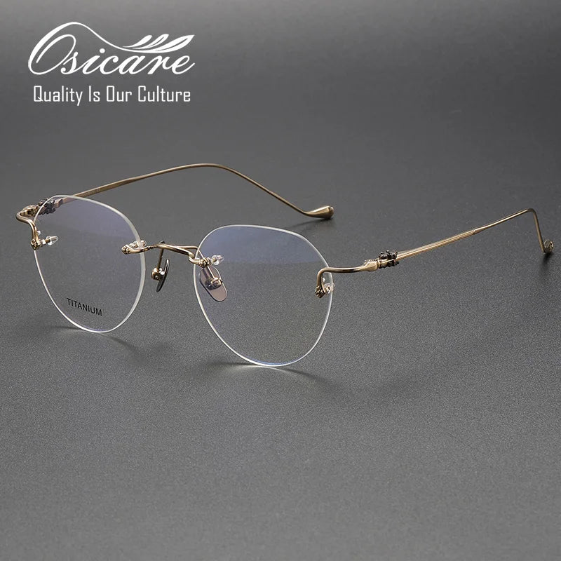Luxury Brand Rimless Vintage Trendy Chrome Lunette Sans Monture De Luxe Men Eyewear Titanium Eye Glasses Hearts Eyeglasses Frame