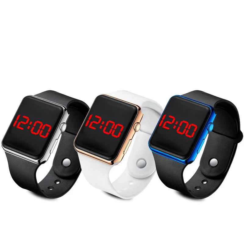 Unisex Square Large Face LED Digital Watch Electronic for Men Watch for Women Student Silicone Watches