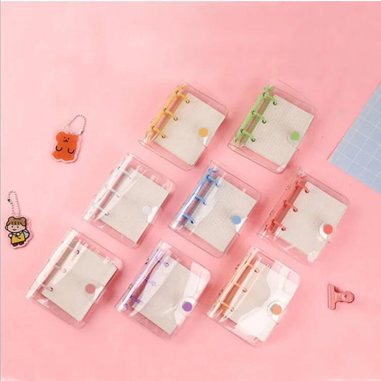 Korea Style PVC Album Multi-Color Clear Plastic Binder Cover with 3 Rings Loose-Leaf Binding Box Packing