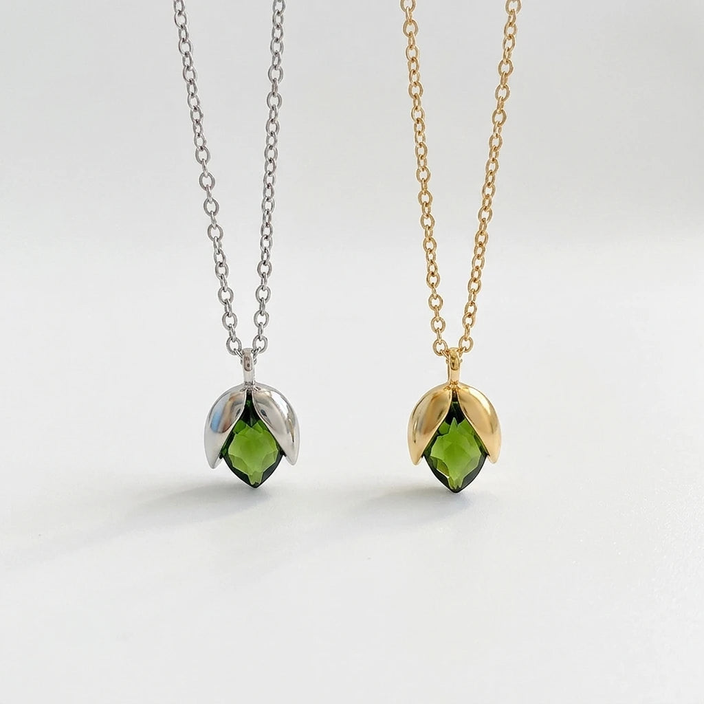 Jachon Customized Pistachio Couple Necklace for Women Delicate Simple Flower Heart Necklace Diamond butterfly Necklace