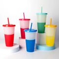 Stock clear to Colorful Color 24oz pp Cold Color Changing Reusable Plastic Cup Magic Tumblers Birthday Gifts
