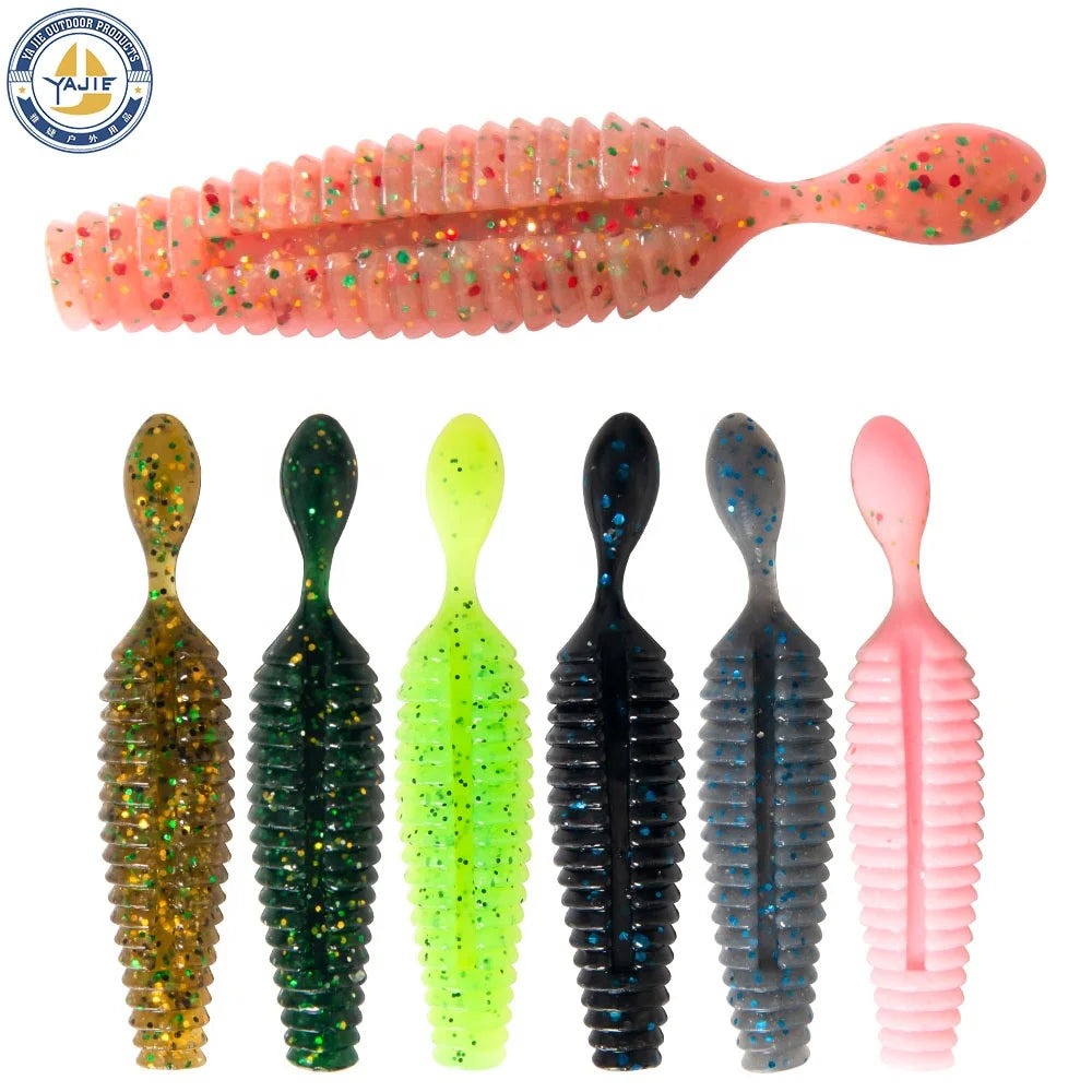 New 60mm PVC Slow Sinking Dual Colors Trout Soft Lure 10pcs/pack Fishing Soft Bait Lures