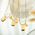 Wholesale Fashion Gold Plated Pentagram Pendant Necklace Unique Women's Checkerboard Square Metal Trendy Style for Party