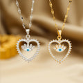 Zircon Oil Drop Devil Eye Necklace for Women Micro Inlaid Diamond Brass Gold Plated Devil Blue Eye Necklace
