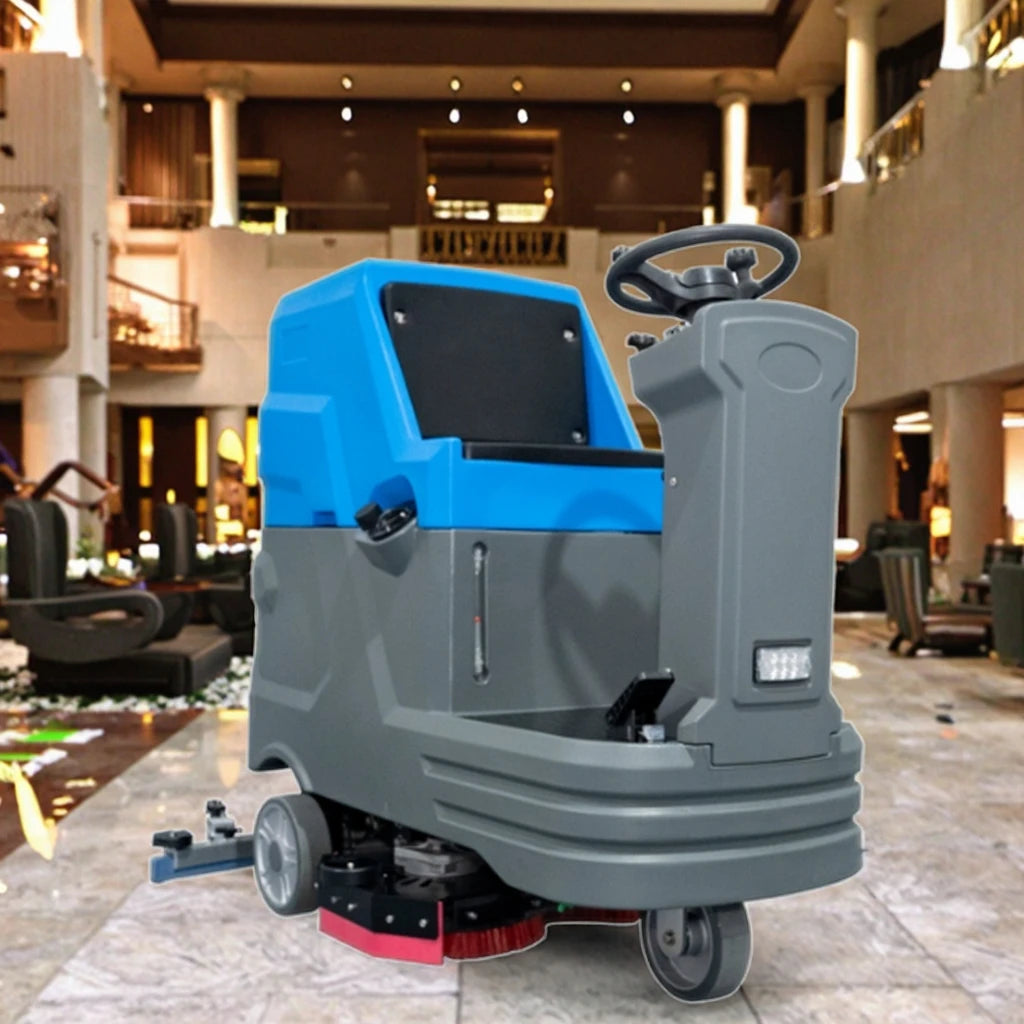24V Electric MINI Ride-On Hotel Use Cleaning Equipment New Double Brush Floor Scrubber Machine Inclusive Motor Pump Maintenance