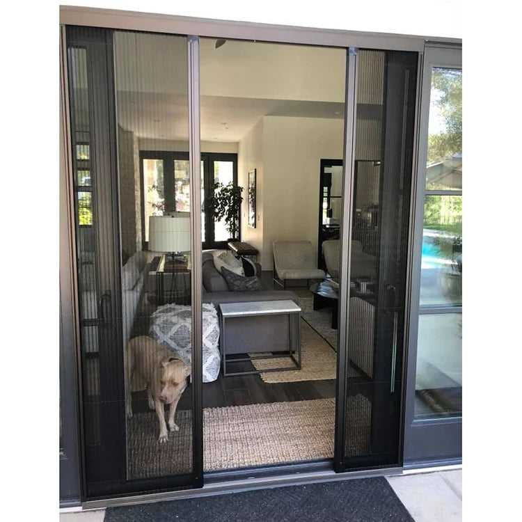 Modern Retractable Sliding Trackless Accordion Pleated Fiberglass Mesh 2x2 Washable Folding Magnetic Door Screen Insect