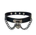 AA00467 Gothic Rivets Punk Choker Nightclub Collar Women Men Harajuku PU Leather Choker Necklace With Chain