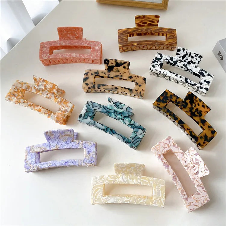 New Arrival Jumbo Claw Clamp Accessories Square Cellulose Acetate Tortoise Shell 13CM Extra Large Resin Hair Claw Clips