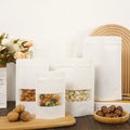 White Kraft Flat Bottom Side Gusset Paper Bags with Zipper Convenient for Food and Sugar Features with Window