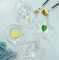 Factory Direct Sales Gold Rim and Sea Shape Pattern Clear Glass Dessert Plates