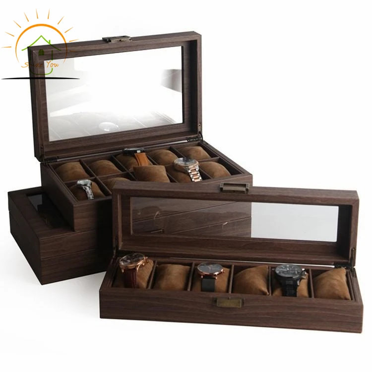 10-Grid Wooden Watch Box and Storage Jewelry Organizer Crafted Wood Craft for Wall Sign & Packaging Jewelry MegaBDM
