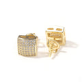 Fashion 925 Silver Fine Stud Earrings New Cute Geometric Arc Square Design Micro Zircon Inlay Gold Hiphop Style for Gift Factory