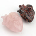 Hand Carved Crystal Gemstone Anatomical Heart Black Obsidian Rose Quartz Crystal Hearts Shaped Organ Carving