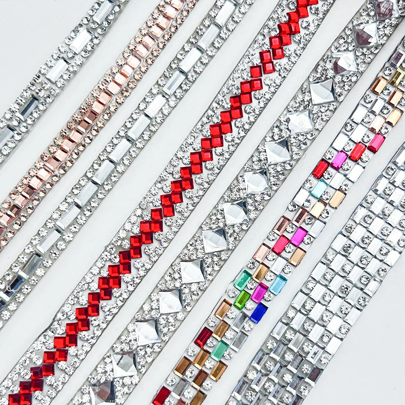 On Crystals Tape Hot Fix and Self Adhesive Rhinestone Sheet Trimming Rainbow Glass Crystals Iron Packing Bag Mix Colors