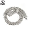 2022 New Luxury 19mm Cuban Chain Gold Plated Miami Cuban Link Chain Bracelet 3 Rows Diamonds Wholesale Cuban Necklace