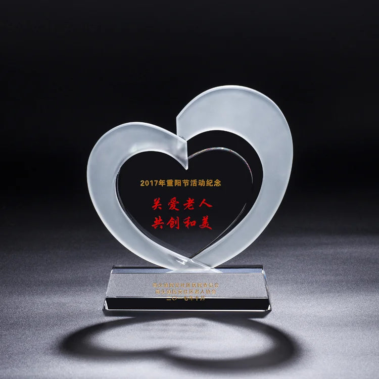 OLD STYLE Customized Free Laser Engraved Eco-Friendly Handmade UV Printed Crystal Award Trophy Flower Theme for Sports Team