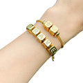 HOVANCI Adjustable 18K Gold Plated CZ A-Z Initial Letter Cube Charm Bracelet 26 Letter Bracelet Zircon Unisex Christian Gift