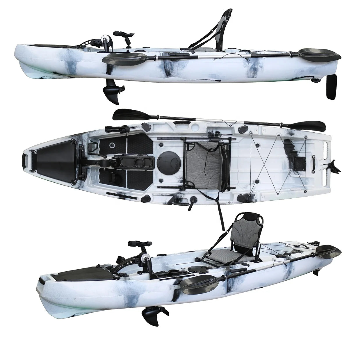 Hot Selling Single Seat 10.5FT Fishing Kayak Boat Foot Pedal Drive Electric Motor PE Plastic LLDE Water Sports River Rafting