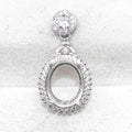 Sterling Silver 10*12mm Semi Mount Pendant Empty Frame Blank Support Setting S925 Base Holder Without Center Stone for DIY Inlay