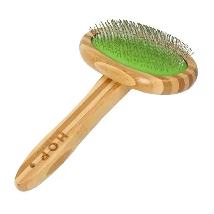 Bamboo Wooden Long Pin Dog Brush Pet Cat Wire Grooming Slicker Brush With Sticky Beads