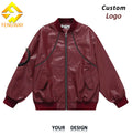 Fengway Custom Trendy Vintage Leather Pilot Baseball Bomber Jacket Men's Pu Leather Zip-Up Spring Front Logo