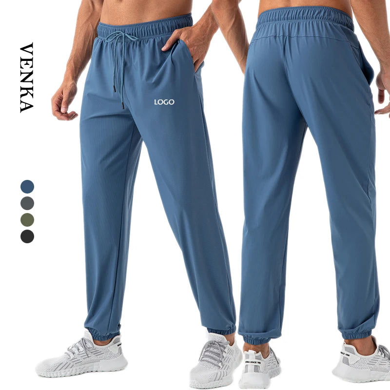 New Style Solid Color Thin Trousers Drawstring Loose With Side Pocket Sweatpants Custom Logo Men's Fitness Sport Joggers