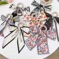 Girls Women Hair Accessories Bow Knot Pearls Hair Tie Elastic Band Fashion Elastic Scrunchi Pearl Scrunchies with Long Ribbon