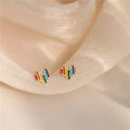 S925 Sterling Silver Hot Sales Fashion and Cute Design Gold Plated rainbow Heart Earrings