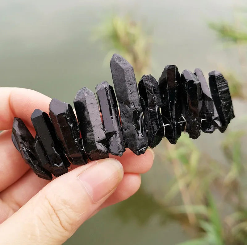 Diy 100% Best quality Natural black crystal handmade comb 8cm hair clip