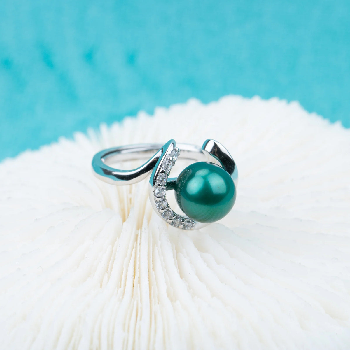 R030520 DIY 6-8mm Natural Freshwater Pearl Ring Accessory 925 Sterling Silver Adjustable Size Engagement Jewelry Ring for Women MegaBDM