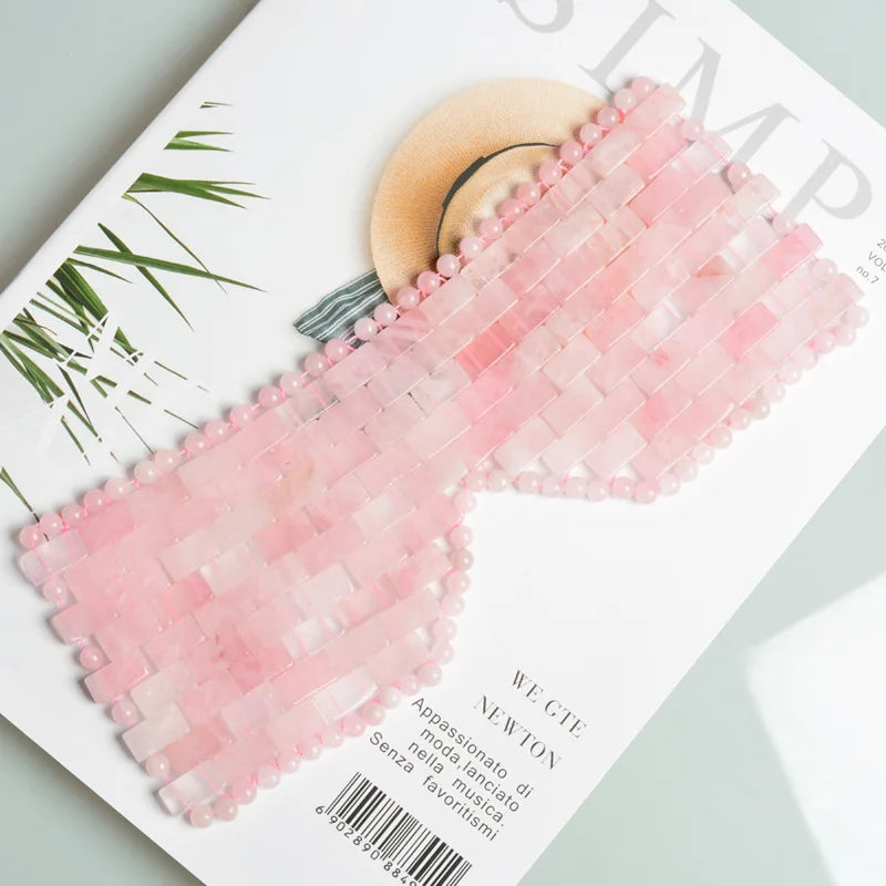 Luxury Beauty Equipment Real Natural Rose Quartz Roller Gua Sha Stone Eye Mask for Skin Face Care
