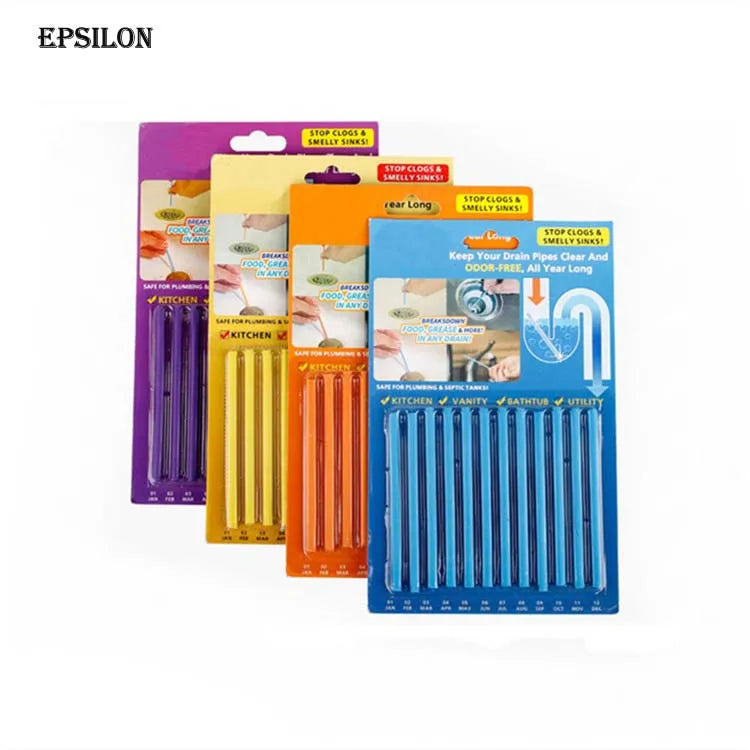 Epsilon Powerful Sewer Rod Drain Cleaner Sticks Kitchen Toilet Bathtub Sewage Decontamination