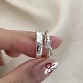 BASQUESUN Factory Wholesale Custom Butterfly Couple Niche Sweet Versatile Valentine's Day Fashion Simple Open Mouth Couple Ring