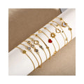 Fashion Stainless Steel Zircon Heart Charm Thin Bracelet 18K Gold Plated Stainless Steel Bracelets for Women