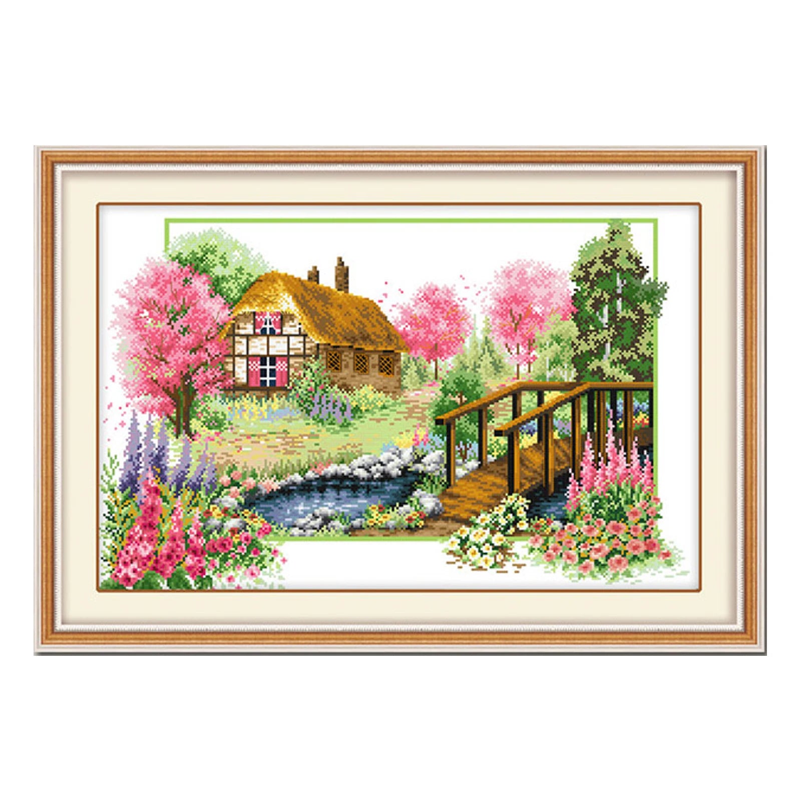 Our Wholesale Cross Embroidery Printing Pattern Hand Embroidery Bridge Green Water Diy Craft Cross Embroidery Cotton Thread