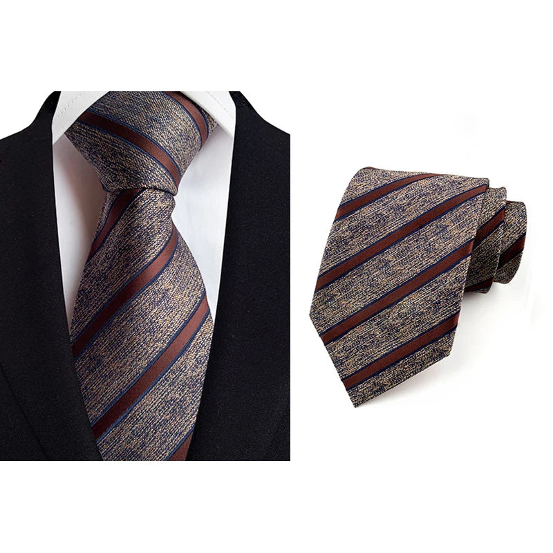 Men's Striped Polyester Tie 8cm Daily Cravat for Casual and Formal Wear Private Label Young Mens Necktie