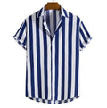 Striped Shirt Men Summer New Fashion Simple Color Contrast Loose Short Sleeve Lapel Single Breasted Shirt