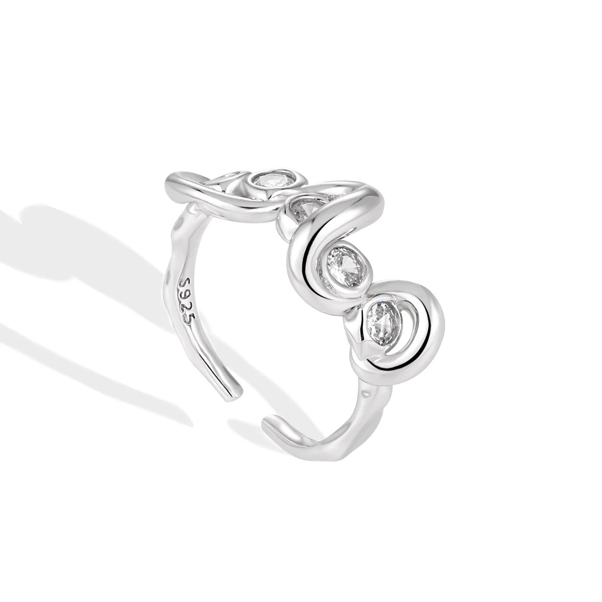 Personalize Irregular Wave with Five Olive Zirconia S925 Sterling Silver Ring for Women Engagement Ring