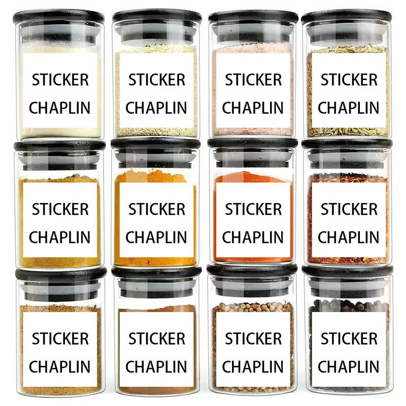 Black Bamboo Wooden Lid Glass Storage Container High Borosilicate Jar Kitchen Bottle Container Round Airtight Coffee Tea Spice