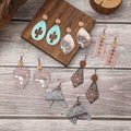 Western Style Wooden Pendant Earrings Personalized Hollowed Out Cactus Cow Head Pattern Irregular Shape Earrings Wholesale