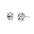 Minimalist Girls Fashion Jewelry Claw Setting S925 Sterling Silver Oval Shape Top CZ Single Zircon Studs Earrings for Women