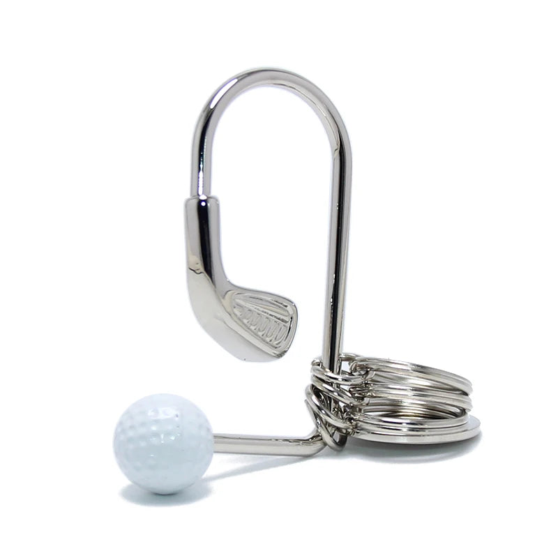 Creative Metal Keychain Mini Golf Ball Racket Key Chain Rings Golf Club Split Keyrings Gifts Games Souvenirs Golf Key Holder