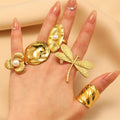 Hyperbole Stainless Steel Large Flower/Dragonfly Rings for Women Trendy Ladies Finger Ring 2025 Female Fashion Hand Jewelry Gift