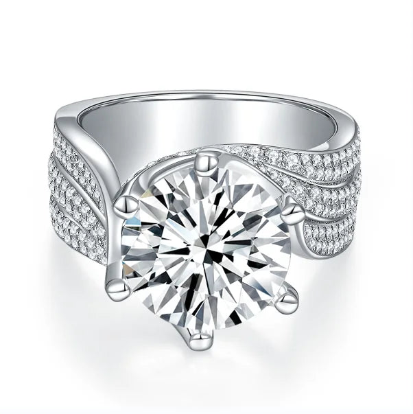 Certified 925 Sterling Silver Moissanite Ring 11mm 5 Carat Gold Plated Passes Diamond Tester-Luxury 5 Carat Moissanite Ring