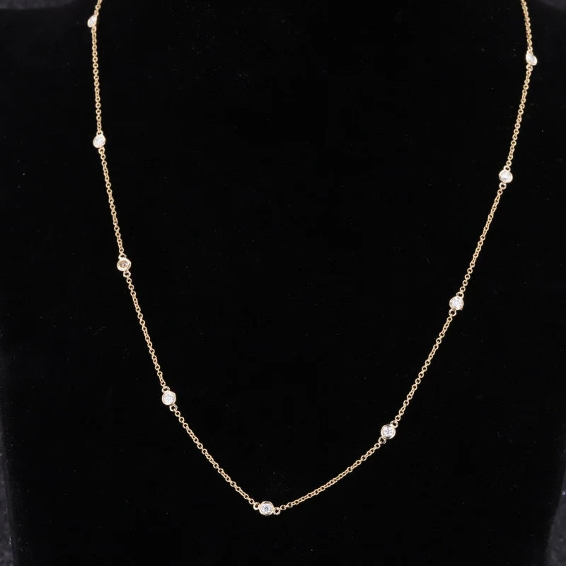 14k Solid Gold Whole Good Price Jewelry 2mm Round White lab diamond Diamond Necklace