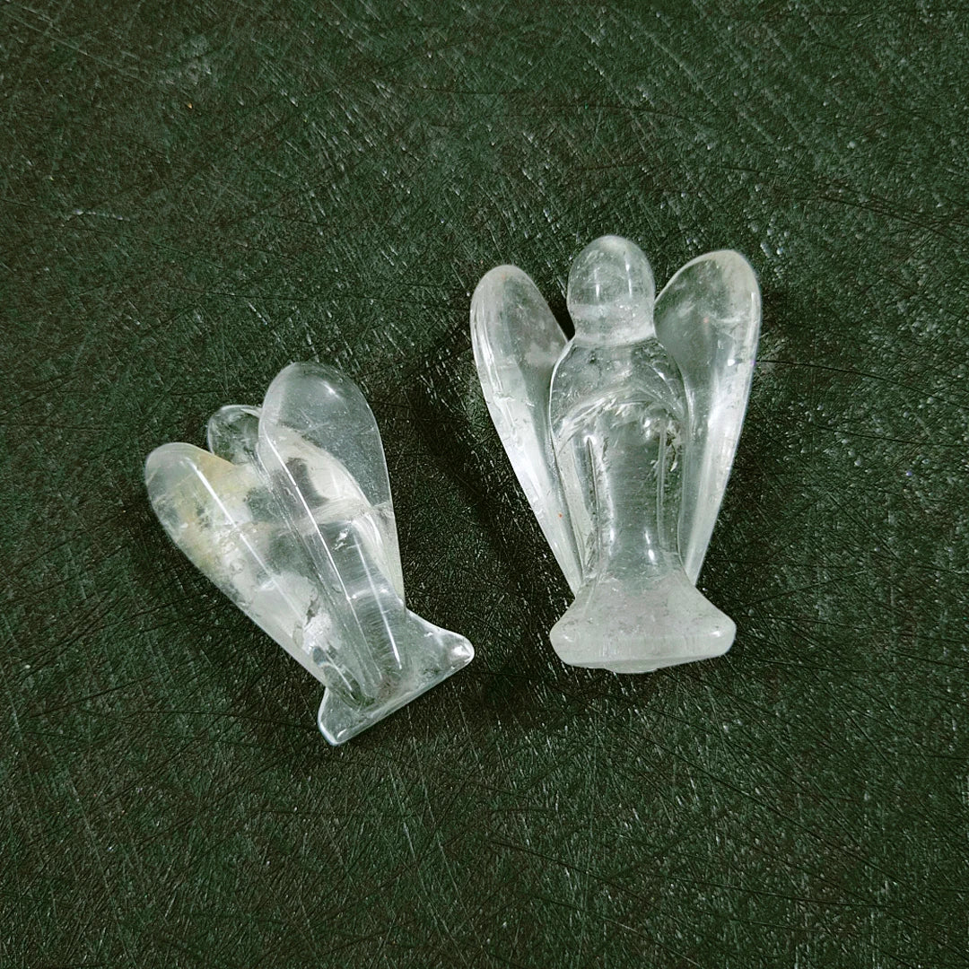 Huiying Custom Production Semi-precious Stones clear Quartz Angel Carvings 1.5 Inch Crafts